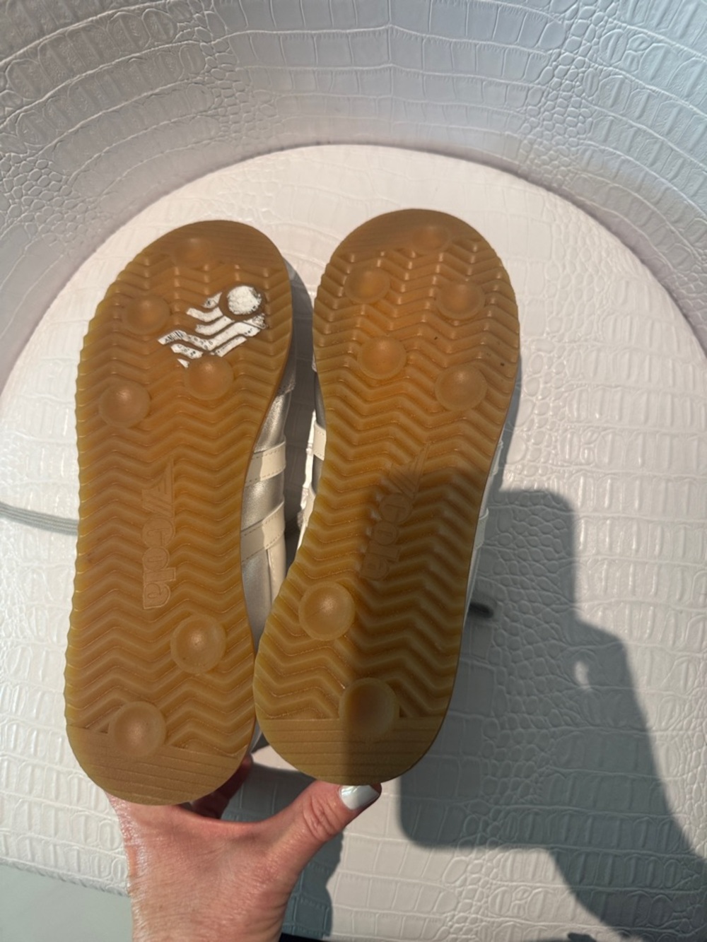 Gola Ladies Silver Sneakers with White Stripes and Gum Sole - Picture 9 of 9